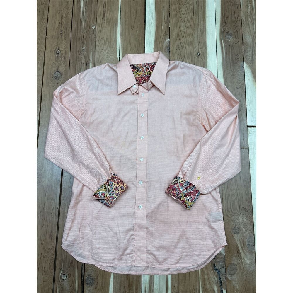 Men's Large Robert Graham Salmon Flip Cuff Designs Long Sleeve Button Up